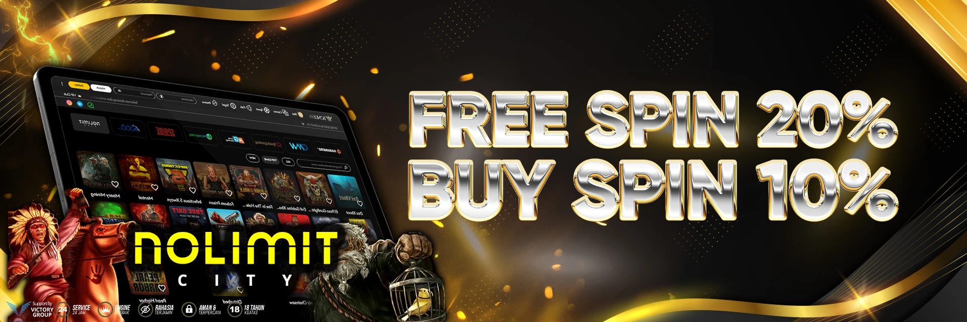 BONUS BUYSPIN 10% FREESPIN 20% NO LIMIT CITY